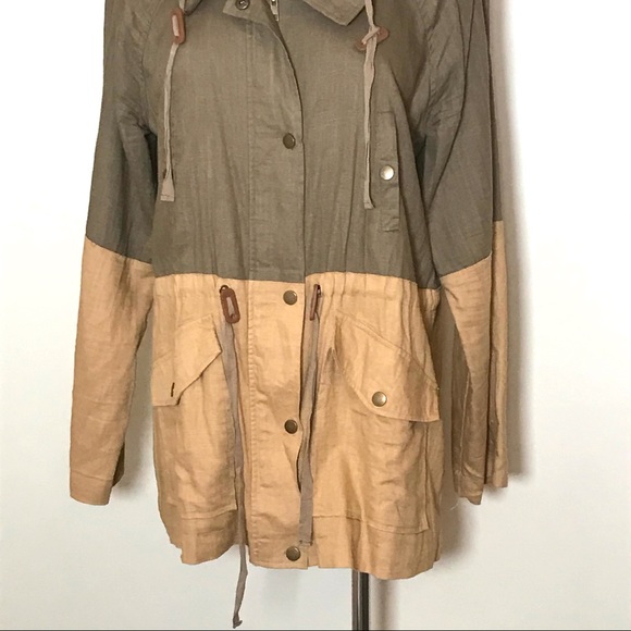 BLU PEPPER Linen Blend Colorblock Jacket - Picture 5 of 10